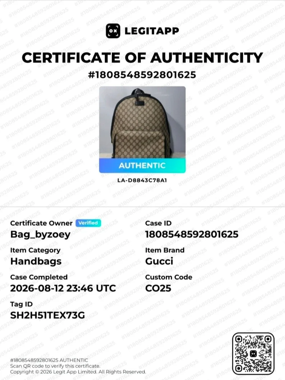 CO25 💟 Gucci GG Supreme Monogram Medium Backpack